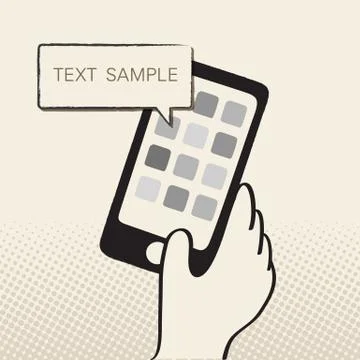 Hand holding smartphone Stock Illustration