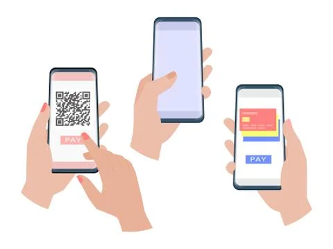 Hand holding smartphone Stock Illustration