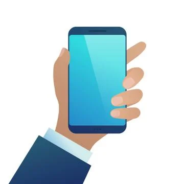 Hand holding smartphone Stock Illustration