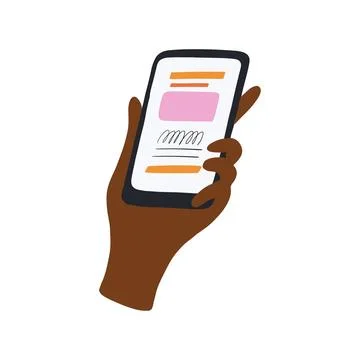 Hand holding smartphone Stock Illustration