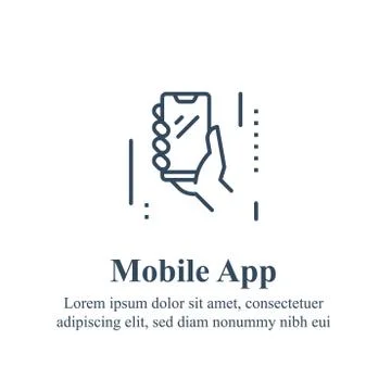 Hand holding smartphone, install mobile app, online services Stock Illustration