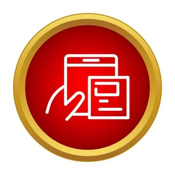 Hand holding smartphone with layered documents icon Stock Illustration