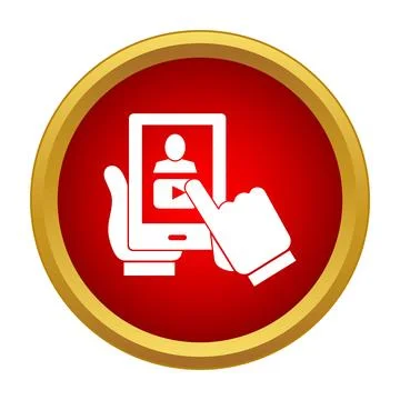 Hand holding smartphone making video call communication icon Stock Illustration