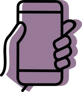 Hand holding smartphone mobile flat icon Stock Illustration