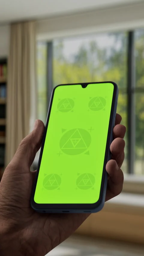 A hand holding a smartphone in a modern study room Stock Footage 296943526