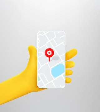 Hand holding smartphone with navigation app on the screen Stock-Illustration