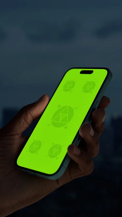 A hand holding a smartphone at night Stock Footage 293728337