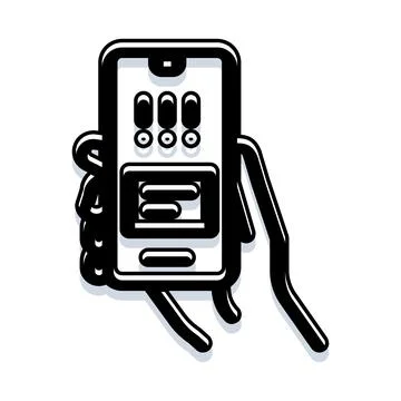 Hand holding smartphone with notification message bubble Stock Illustration