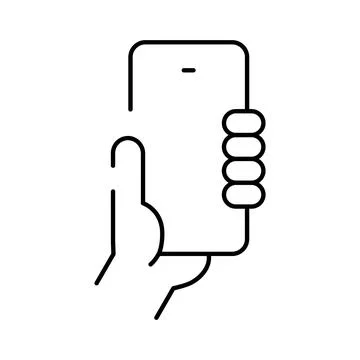 Hand holding smartphone outlining technology communication device Stock Illustration