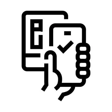 Hand holding smartphone performing digital hotel check in Illustration
