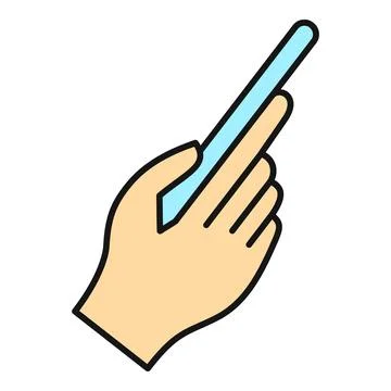Hand holding smartphone performing gesture on screen Stock Illustration