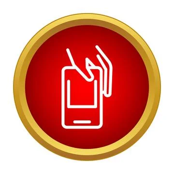 Hand holding smartphone performing mobile communication gesture Stock Illustration