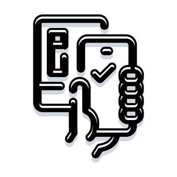 Hand holding smartphone performing mobile payment transaction Stock Illustration