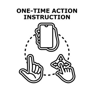 Hand holding smartphone performing one time action instruction Stock-Illustration