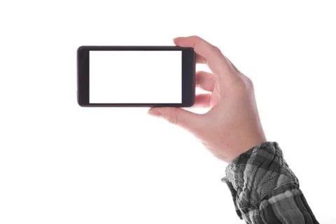 Hand holding smartphone Stock Photos