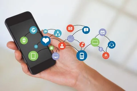 Hand holding smartphone Stock Photos