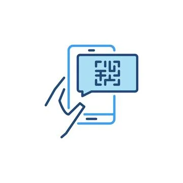 Hand holding Smartphone with QR Code colored icon Stockillustratie