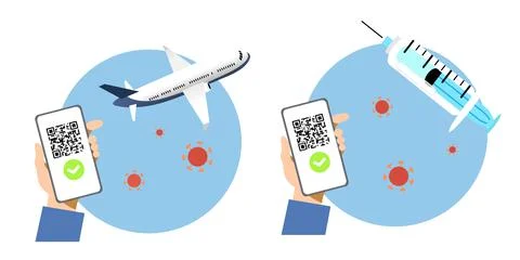 Hand holding smartphone with QR code on screen Stockillustratie