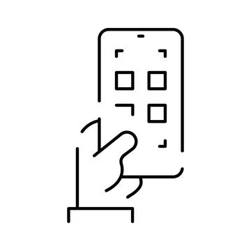 Hand holding smartphone reading quick response code Stock Illustration
