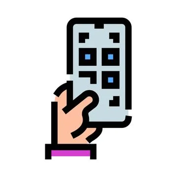 Hand holding smartphone scanning quick response code Stock Illustration