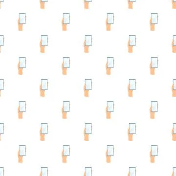 Hand holding smartphone screen pattern on white background 스톡 일러스트