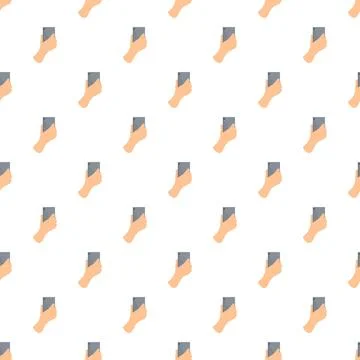 Hand holding smartphone seamless pattern background Stock Illustration