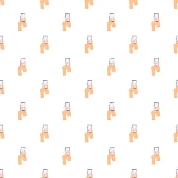 Hand holding smartphone seamless pattern communication technology Stock Illustration