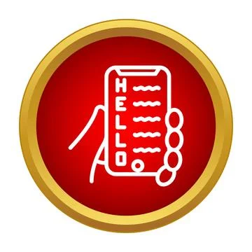 Hand holding smartphone sending digital hello message Stock Illustration