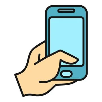 Hand holding smartphone showing empty screen communication Illustrazione stock