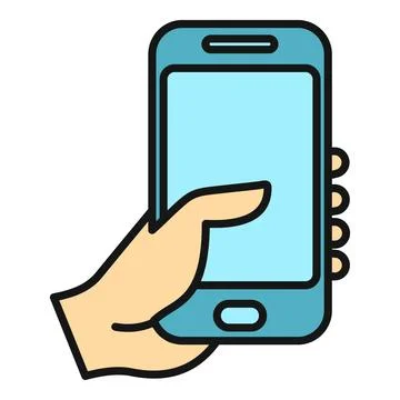 Hand holding smartphone showing empty screen for apps Stock Illustration