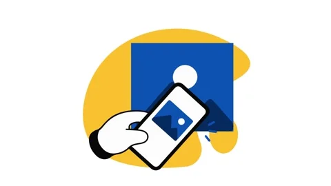 Hand Holding Smartphone Taking Photo of Landscape Icon 2D animation Video stock 342000305