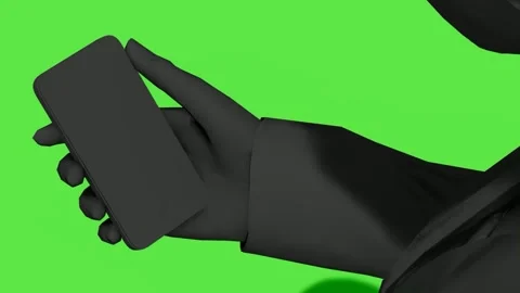 Hand Holding Smartphone Tapping Screen Green Screen Stock-Footage 339865521
