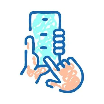 Hand holding smartphone touching mobile screen icon Stock Illustration