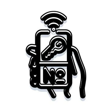 Hand holding smartphone unlocking digital key application Stock Illustration