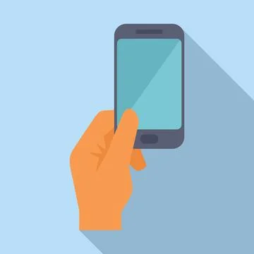 Hand holding smartphone using mobile app Illustrazione stock