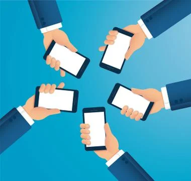 Hand holding smartphone vector illustration EPS10 Stock Illustration