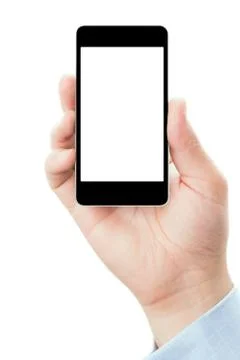 Hand holding smartphone in vertical position Stock Photos