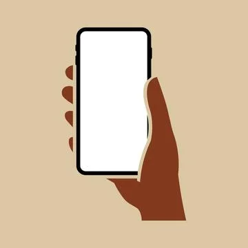Hand holding smartphone vertically with blank screen vector illustration Stock Illustration