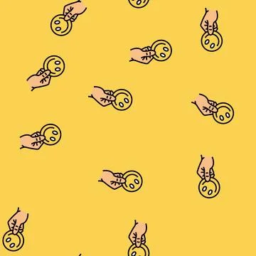 Hand holding smiley vector seamless pattern Illustrazione stock