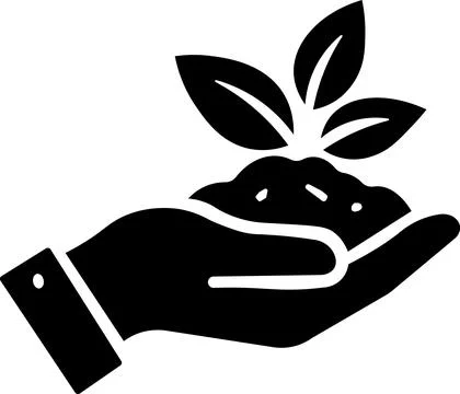 Hand holding soil with growing sprout icon 库存插图