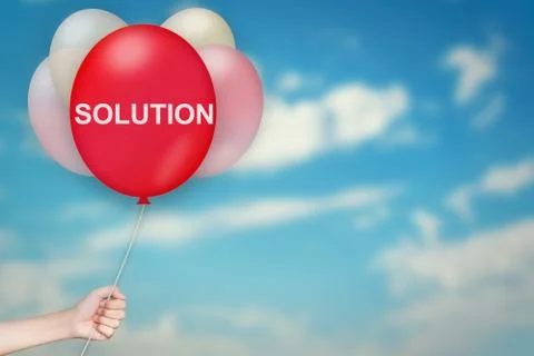 Hand Holding solution Balloon Stock Photos