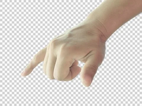 Hand holding something , finger movement  isolated on white background. Stock Photos