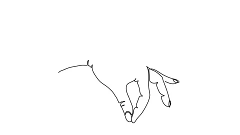 Hand holding something, gesture animated illustration. One continuous self Stock Footage 299790745