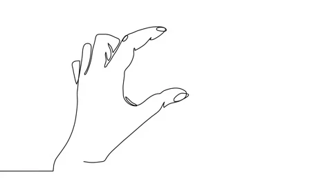 Hand holding something, gesture animated illustration. One continuous self Stock Footage 299790895