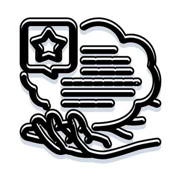 Hand holding speech bubble with star rating Stock Illustration