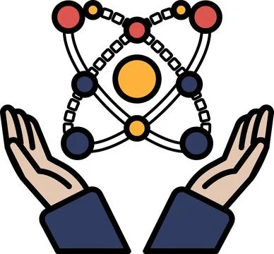 A hand holding a sphere with a string attached to it Stock Illustration