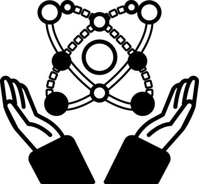 A hand holding a sphere with a string attached to it Stockillustratie