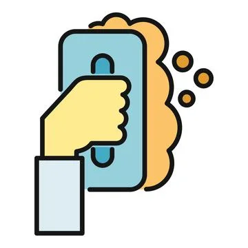 Hand holding sponge cleaning with soap foam Stock Illustration