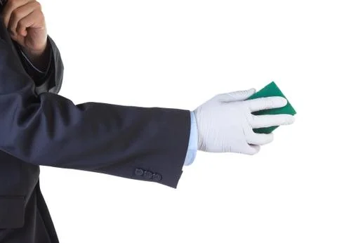 Hand holding sponge Stock Photos
