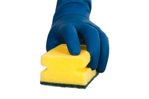Hand holding sponge Stock Photos